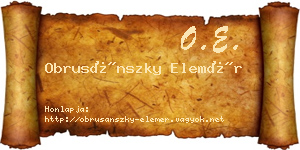 Obrusánszky Elemér névjegykártya